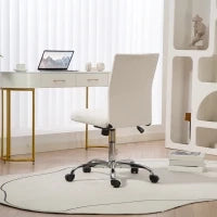 Sedia da ufficio senza braccioli, sedia da ufficio, altezza regolabile e girevole a 360°, 43 x 56 x 78-88 cm, crema