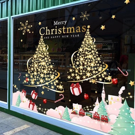 Decorazioni per finestre per Natale, Stickers statici extra grandi per vetro, 2 pacchi
