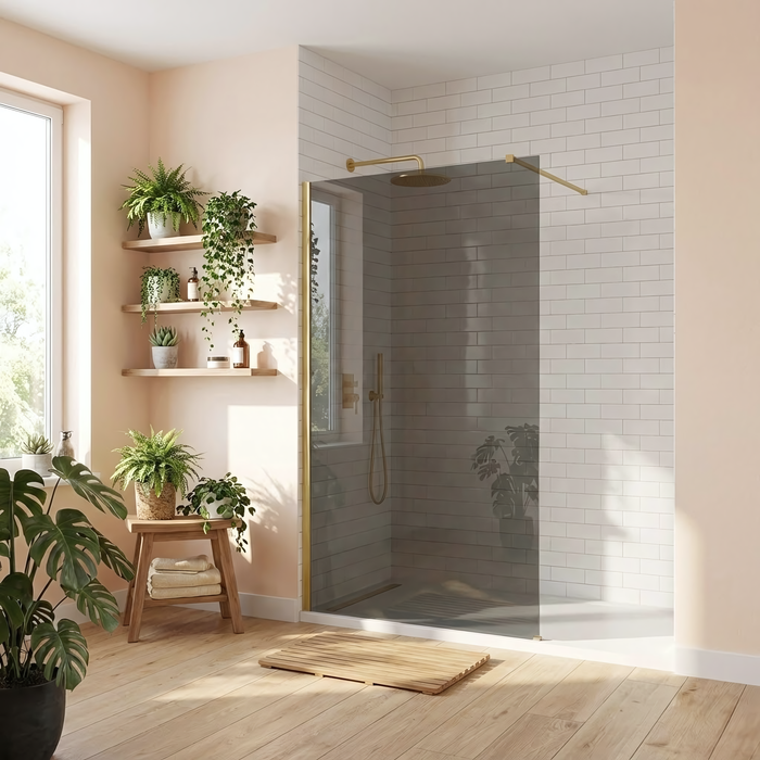 Parete Doccia Rea Flexi Grey / Brush Gold 110