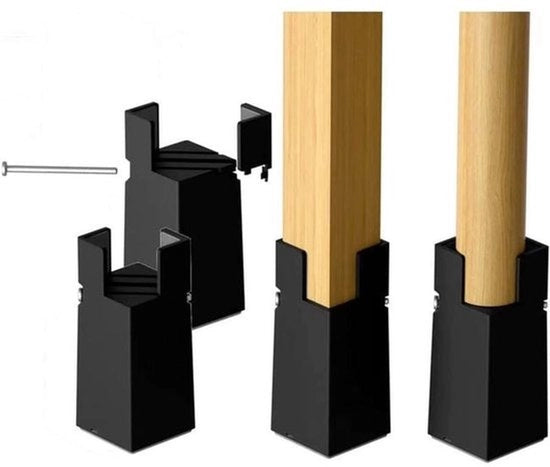 Set di elevatori per piedi di letto regolabili a 4 pezzi, 22-42 mm, nero, 10 cm, adatti per gambe di poltrone, tavoli e divani, con clip a vite.