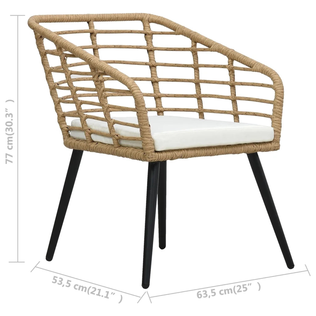 Sedie da Giardino 2 pz con Cuscini in Polyrattan Rovere
