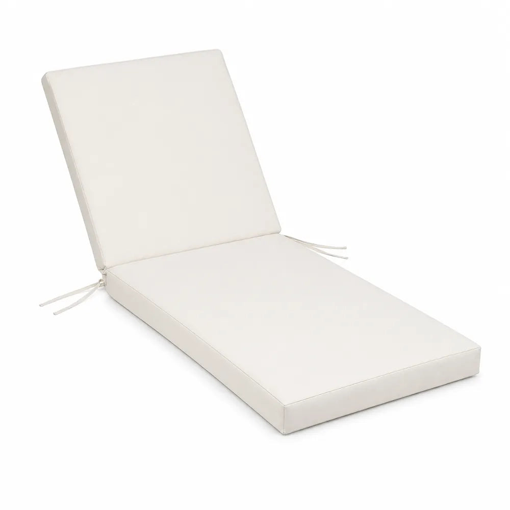 Cuscino per lettino da esterno 190x60 cm con schienale reclinabile e laccetti in poliestere – Avorio