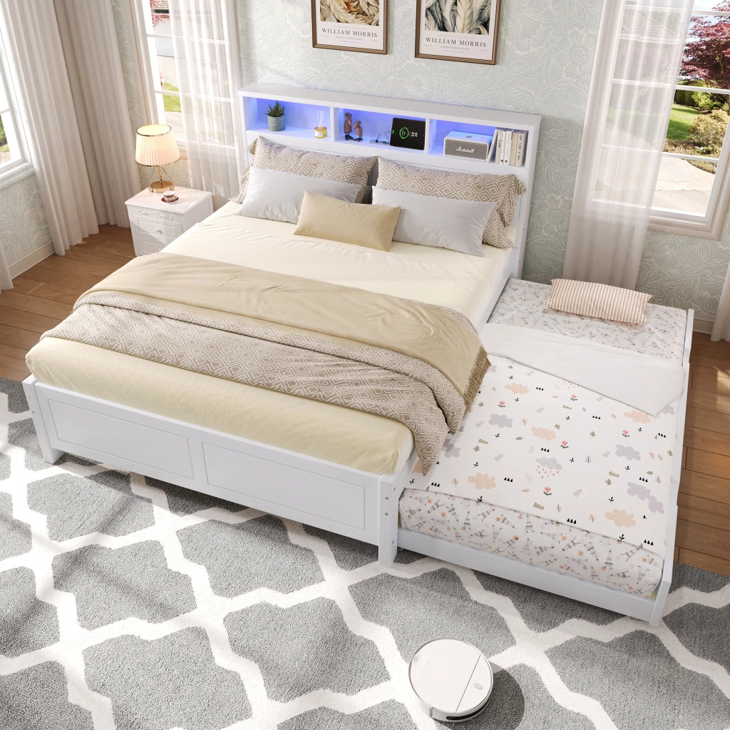 LETTO MATRIMONIALE CON LETTO ESTRAIBILE 120x200&90x190 cm BIANCO