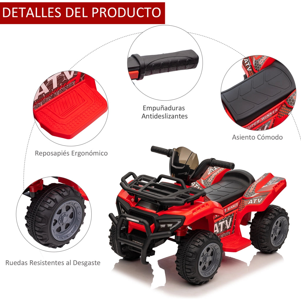 Quad Elettrico per Bambini 6V ¨C Xylo ¨C Rosso 70x42x45cm