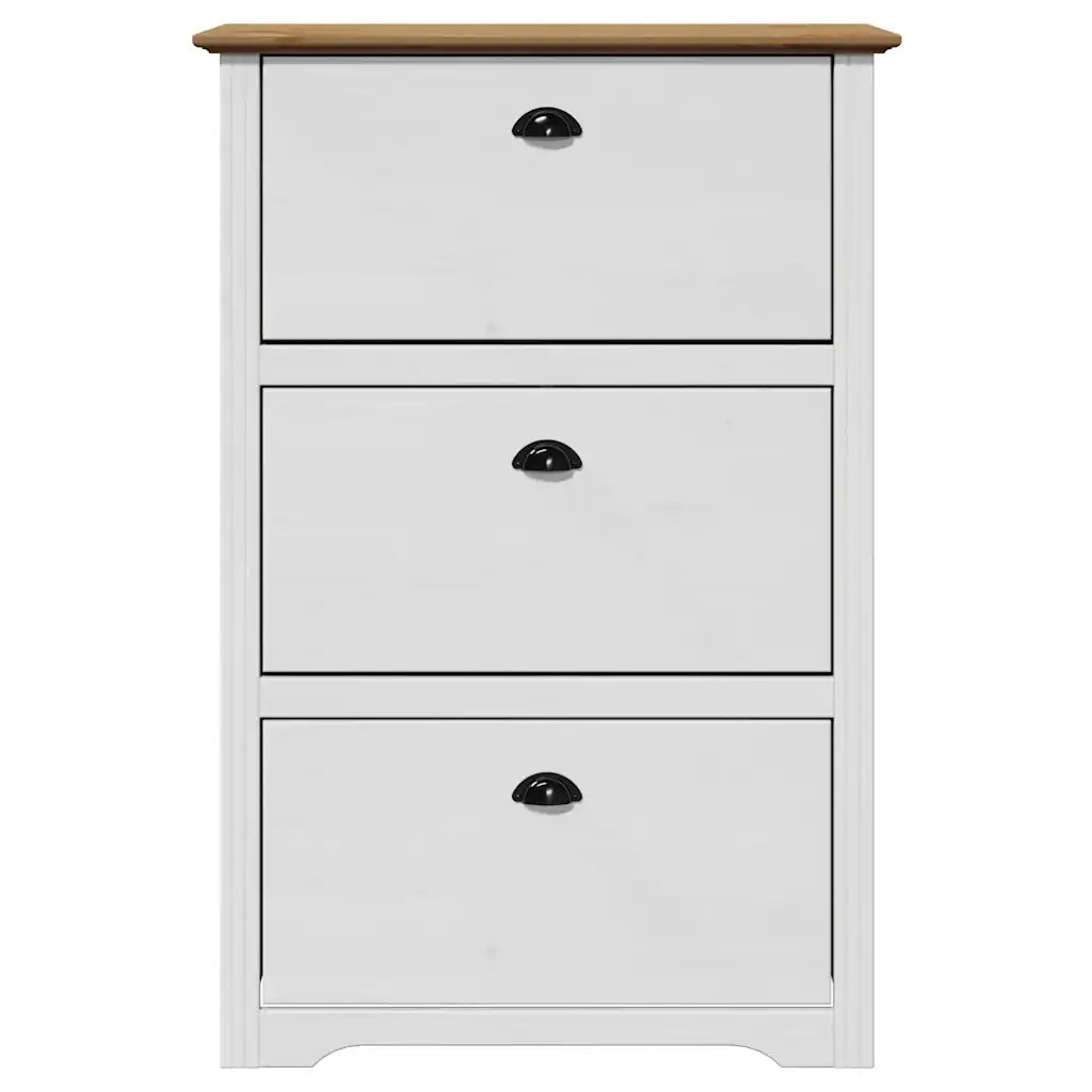 Scarpiera BODO Bianca e Marrone 80x35x118 cm