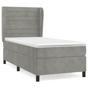 Letto singolo | Letto per adulti | Giroletto a Molle con Materasso Grigio Chiaro 80x200 cm Velluto