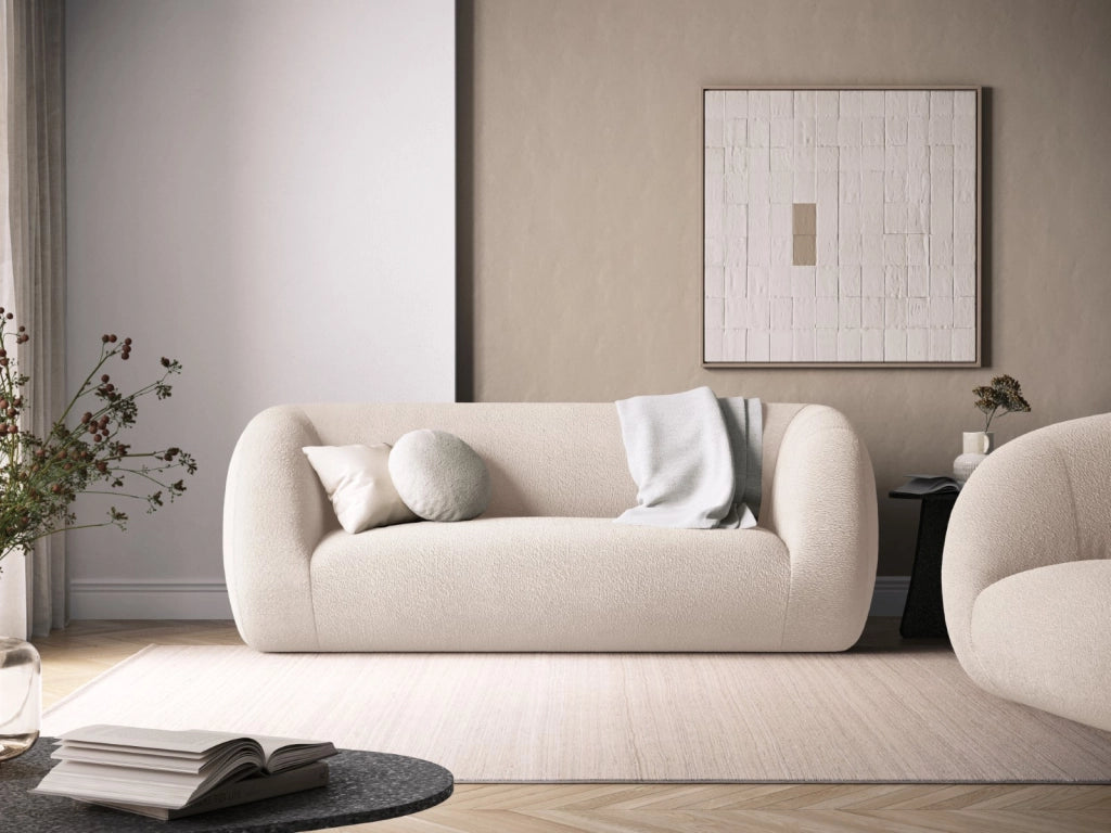 Cosmopolitan Design - Divano "Essen" 2 posti in bouclé beige 