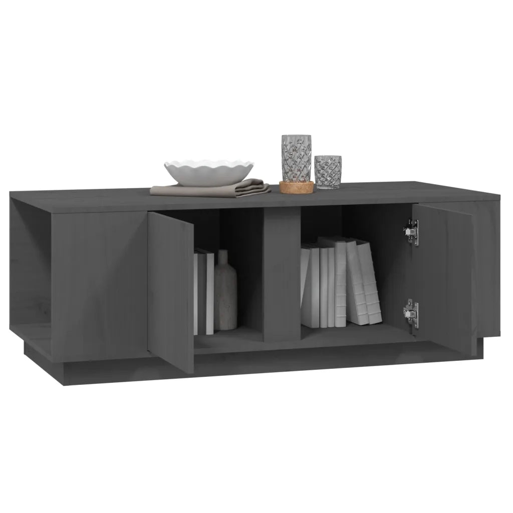Tavolino da Salotto Grigio 110x50x40 cm Legno Massello di Pino 814431