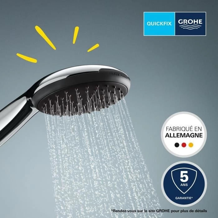 Soffione doccia - GROHE Vitalio Start 110 27940001 - 1 getto pioggia - Risparmio idrico - Processo anticalcare - Cromo