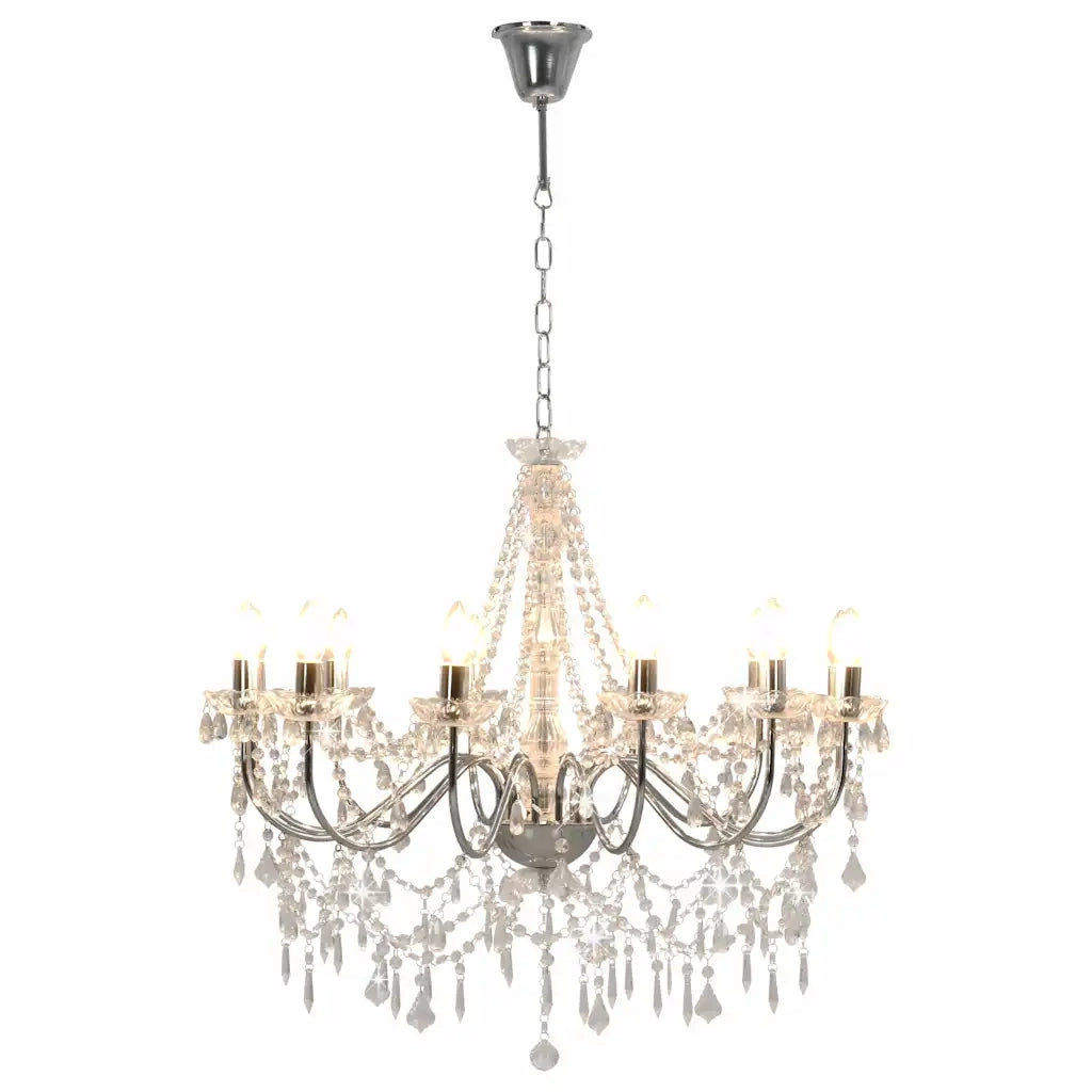 Lampadario con Perline Argento 12 Lampadine E14 CFW2656458