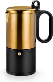 Caffè RVS Zucchero e Caffè Macchina 9 Cup Nero e Oro Adatta a tutti i fornelli, compresi quelli ad induzione