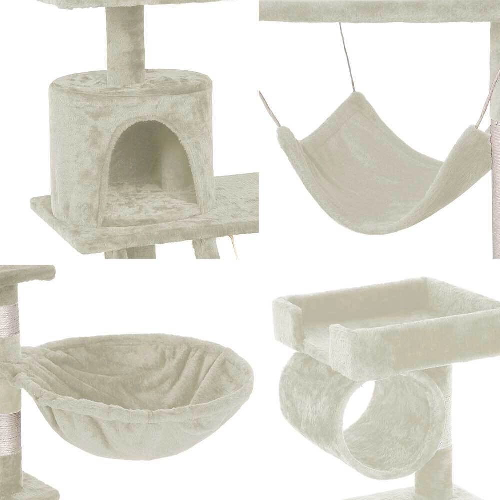 Albero Tiragraffi per Gatti Parco Giochi Cuccia Graffiatoio gatto 142cm Beige