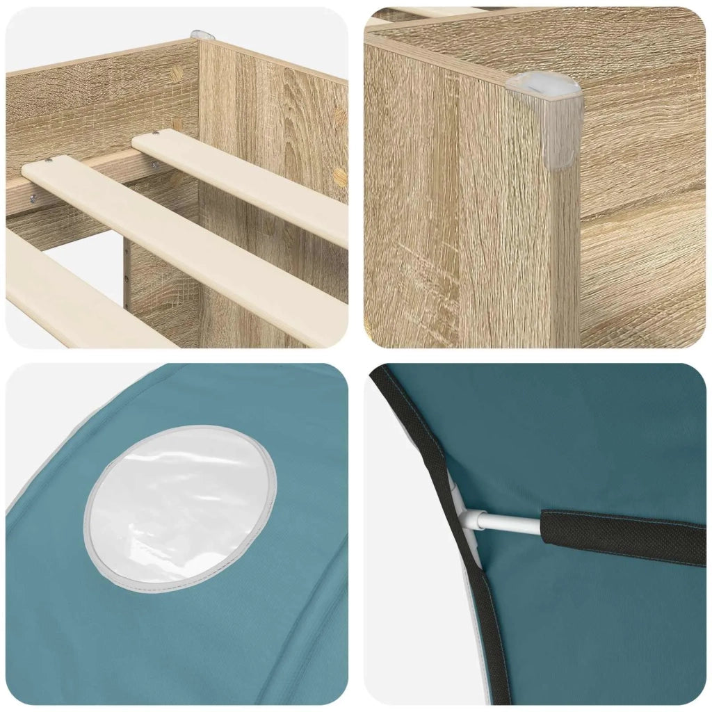 Letto con Tunnel 3 pz Rovere Sonoma e Azzurro 3423552