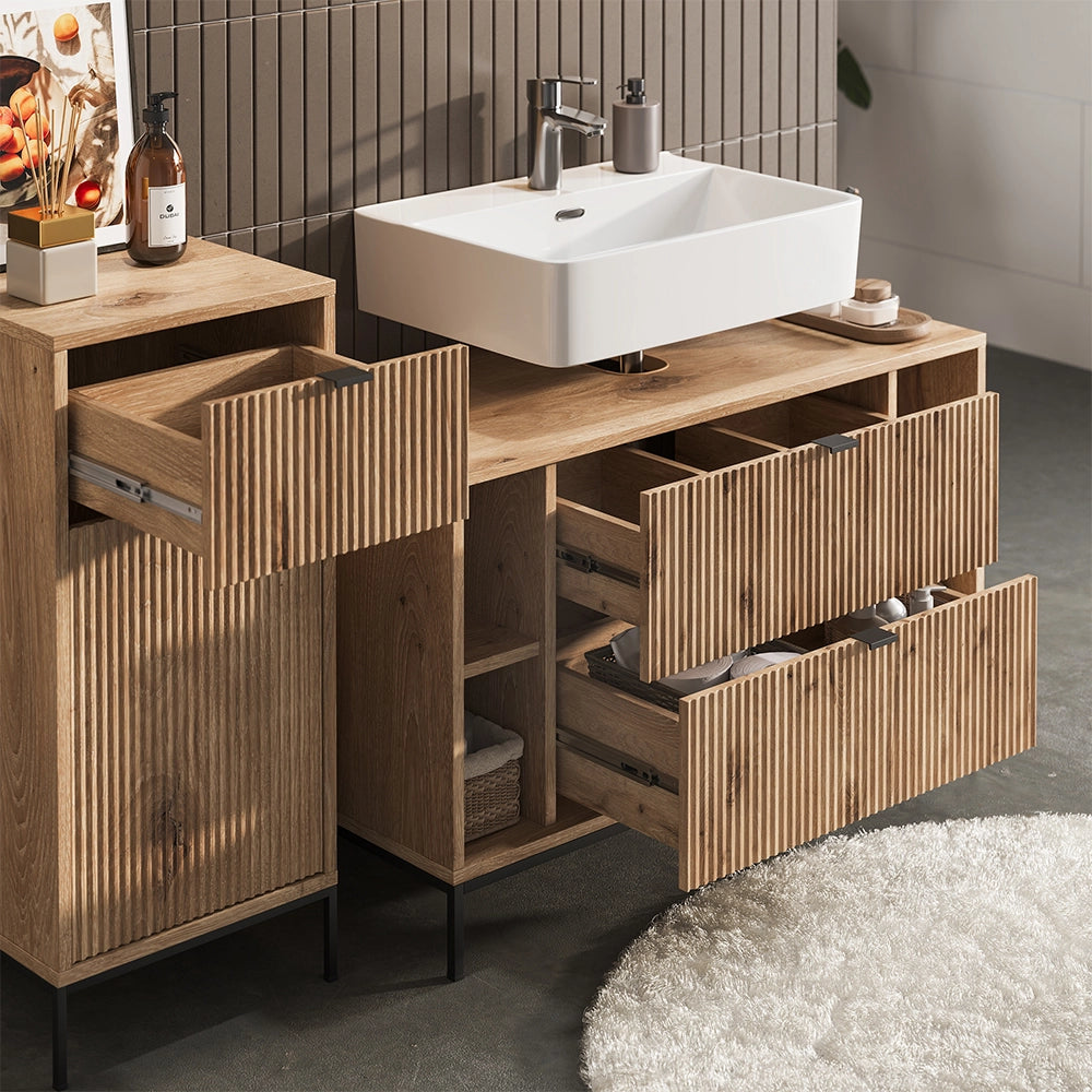 Vicco Set di mobili da bagno Quercia vichinga 3 parti