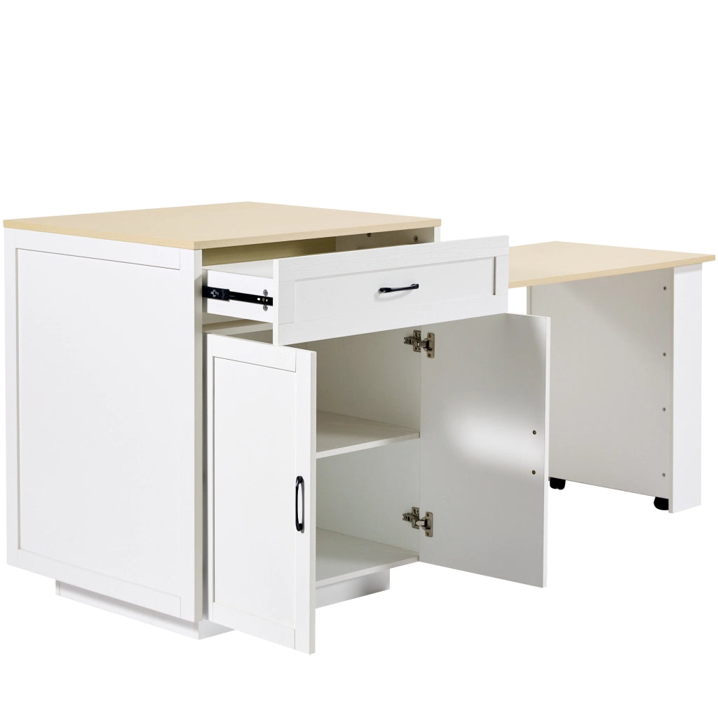 Tavolo estensibile con 1 cassetto; 2 vani chiusi; 2 nicchie aperte e ruote; per cucina e soggiorno; 133 × 70 × 93;5 cm