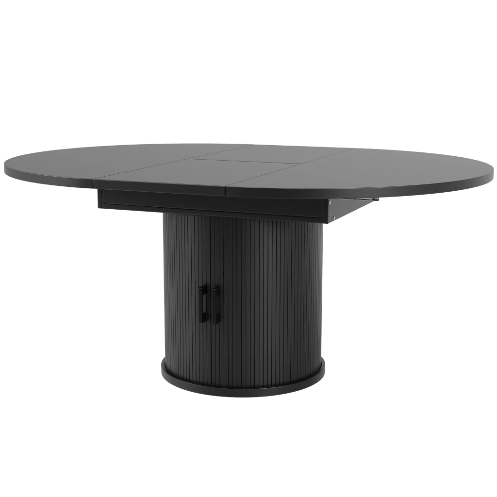 Tavolo da Pranzo Rotondo Allungabile ¨C MINIMAL ¨C Noce/Nero, 118-158 cm, 6 Persone