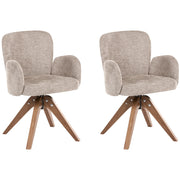 Set di 2 sedie da pranzo girevoli Rivestimento in tessuto tortora Base con gambe in legno girevoli in metallo
