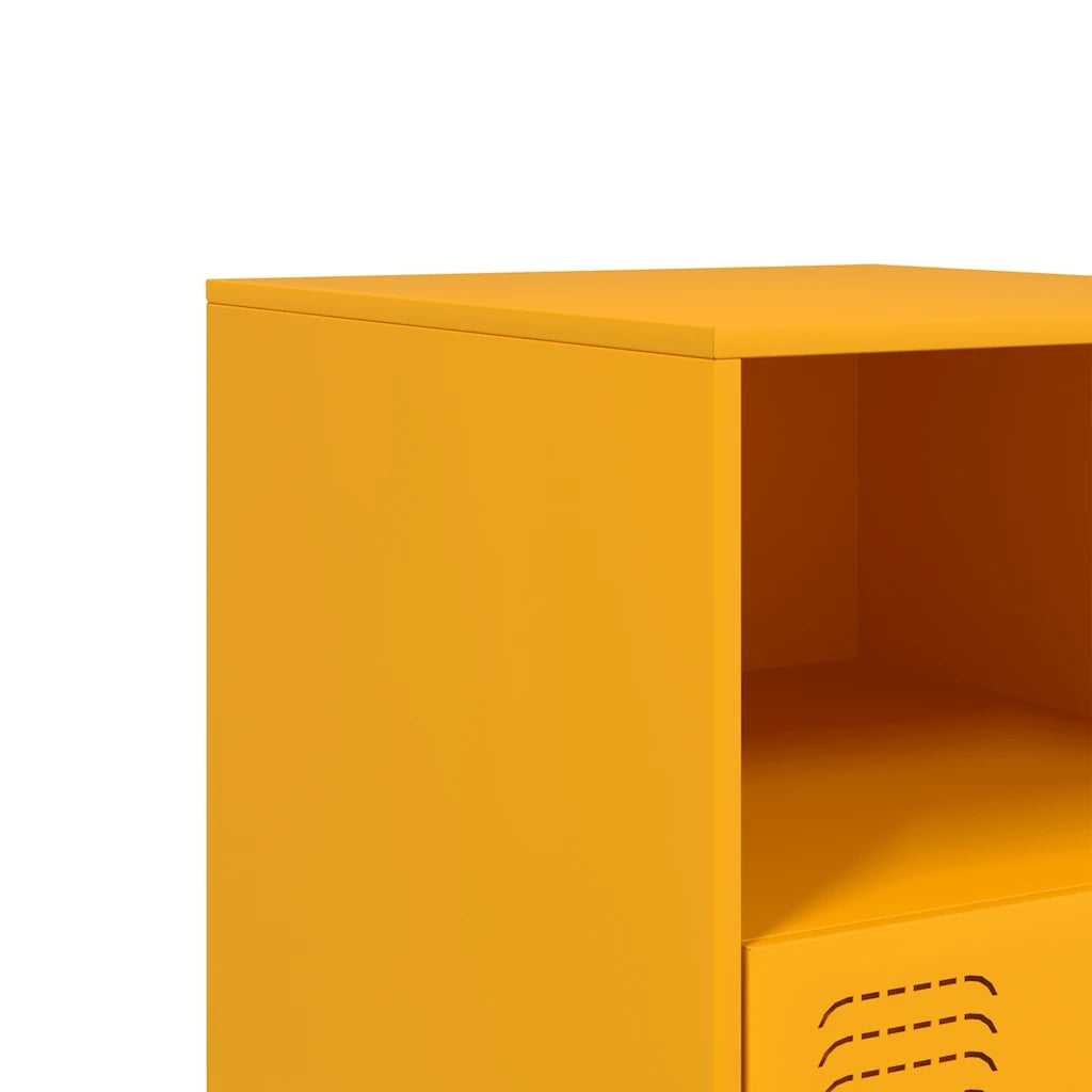 Set di 2 Comodini | Armadio da Notte | Mobiletto da notte Giallo Senape 34,5x39x44 cm in Acciaio