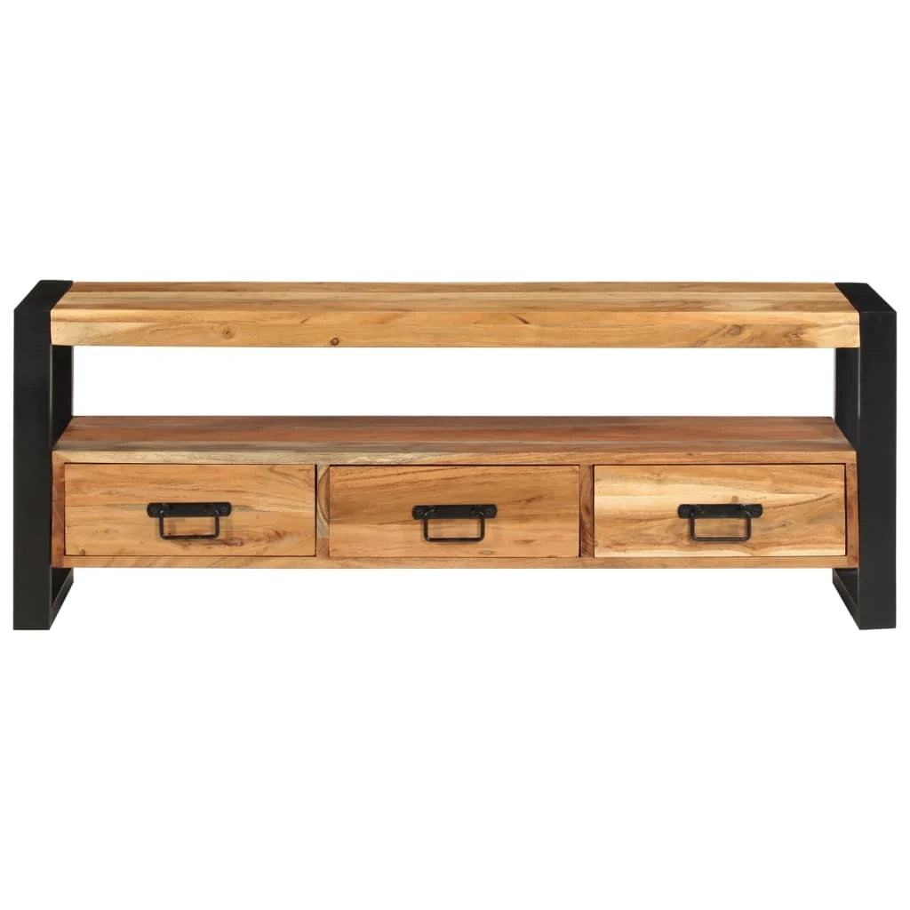 Mobile TV multimediale scaffale TV credenza mobile TV sala da pranzo soggiorno camera da letto 120 x 30 x 45 cm legno massello di acacia marrone 02_0025842