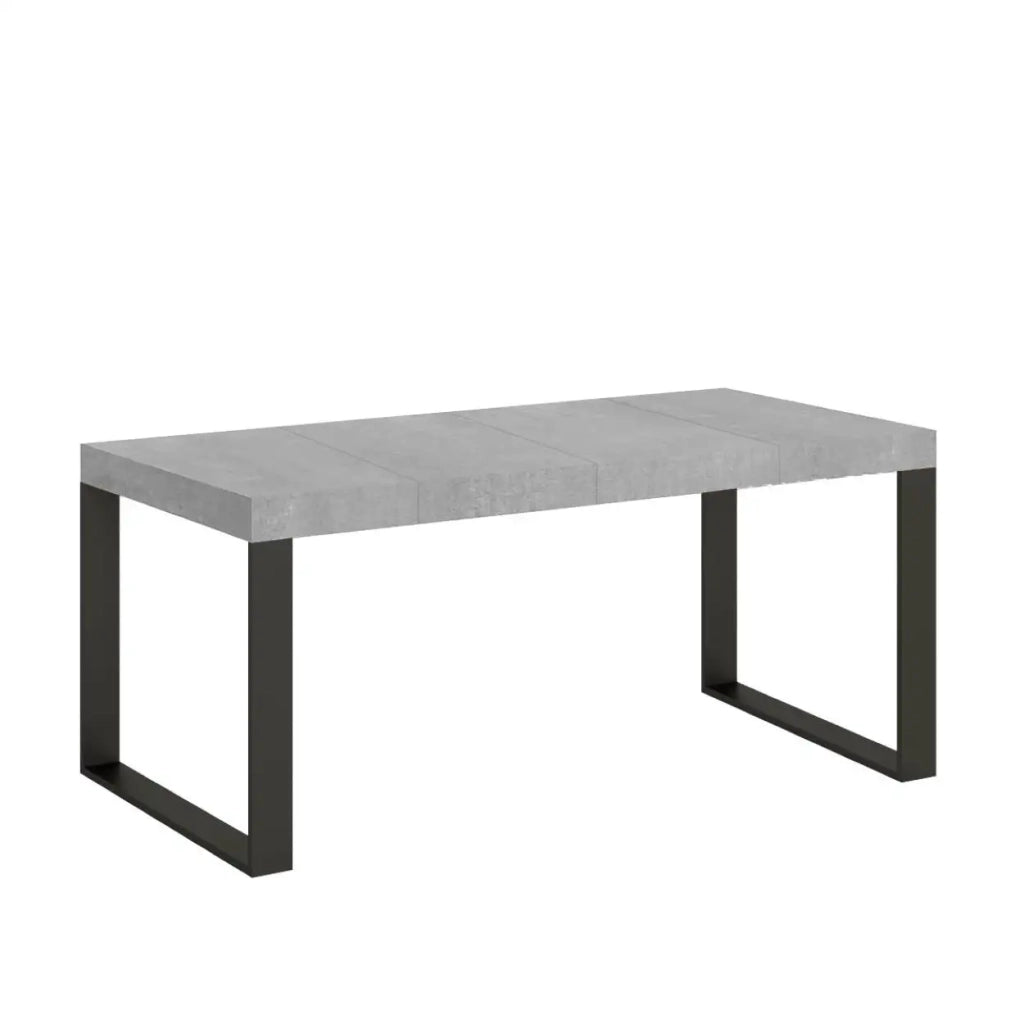 Tavolo allungabile 90/246x90 cm Tecno Premium colore cemento gambe antracite