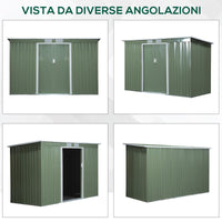 Casetta Box da Giardino 280x130x172 cm in Lamiera di Acciaio Verde Chiaro