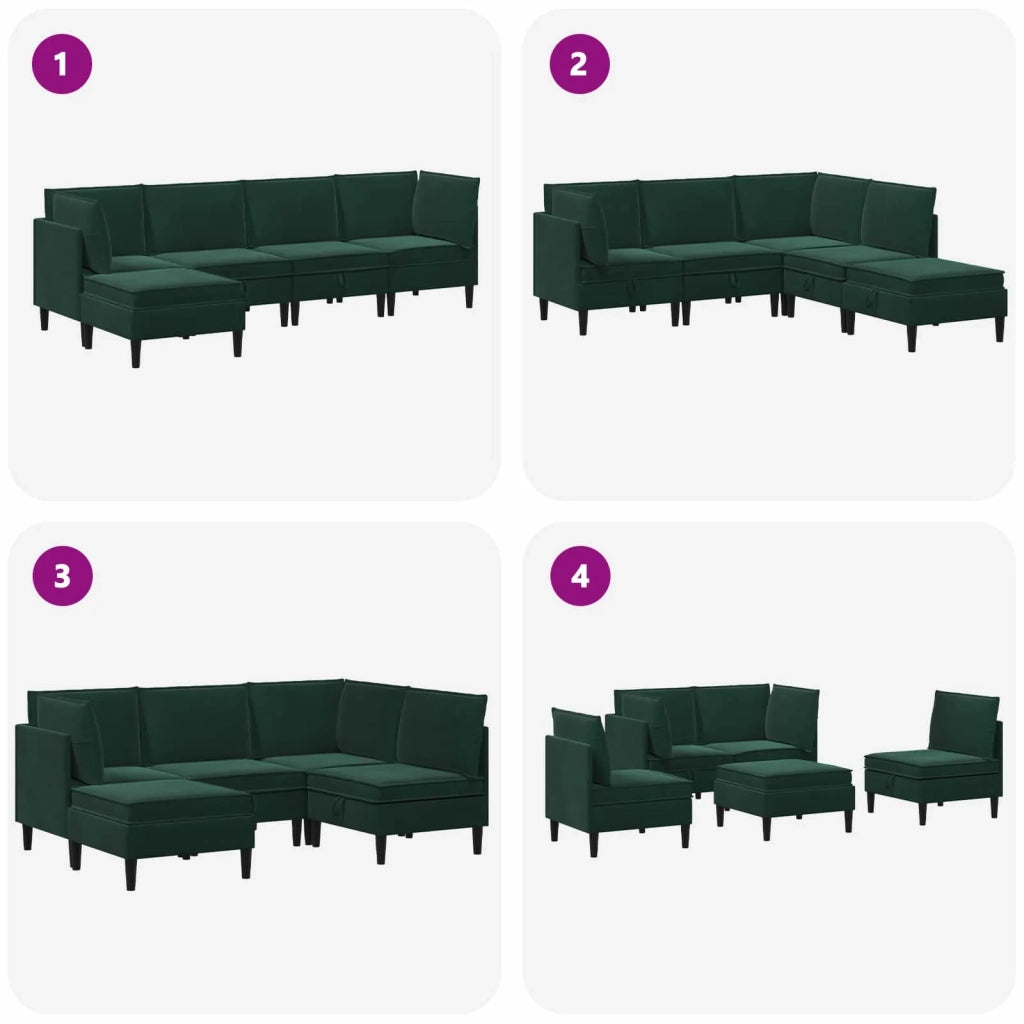 Set di mobili per il soggiorno 5 pcs Verde Scuro Velluto