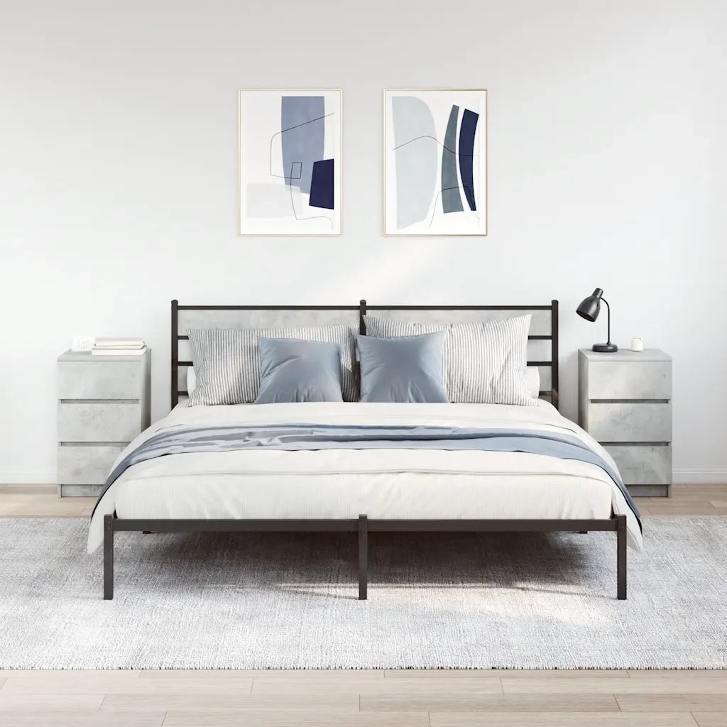 Set di 2 Comodini | Armadio da Notte | Mobiletto da notte con 3 Cassetti Grigio Cemento 39x35x65 cm