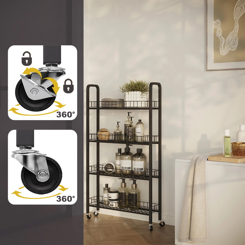 Vicco Piedistallo mobile Nero 58 x 15 cm con 4 scomparti