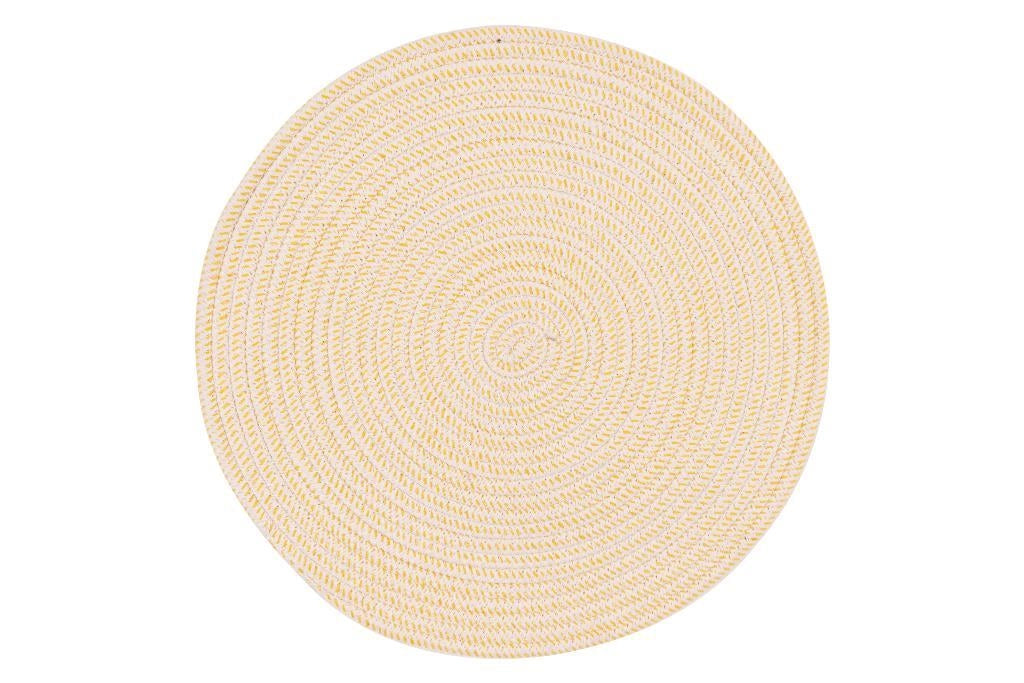 Tovaglietta Colazione in Cotone e Poliestere Intrecciata Giallo Bianco 38 cm