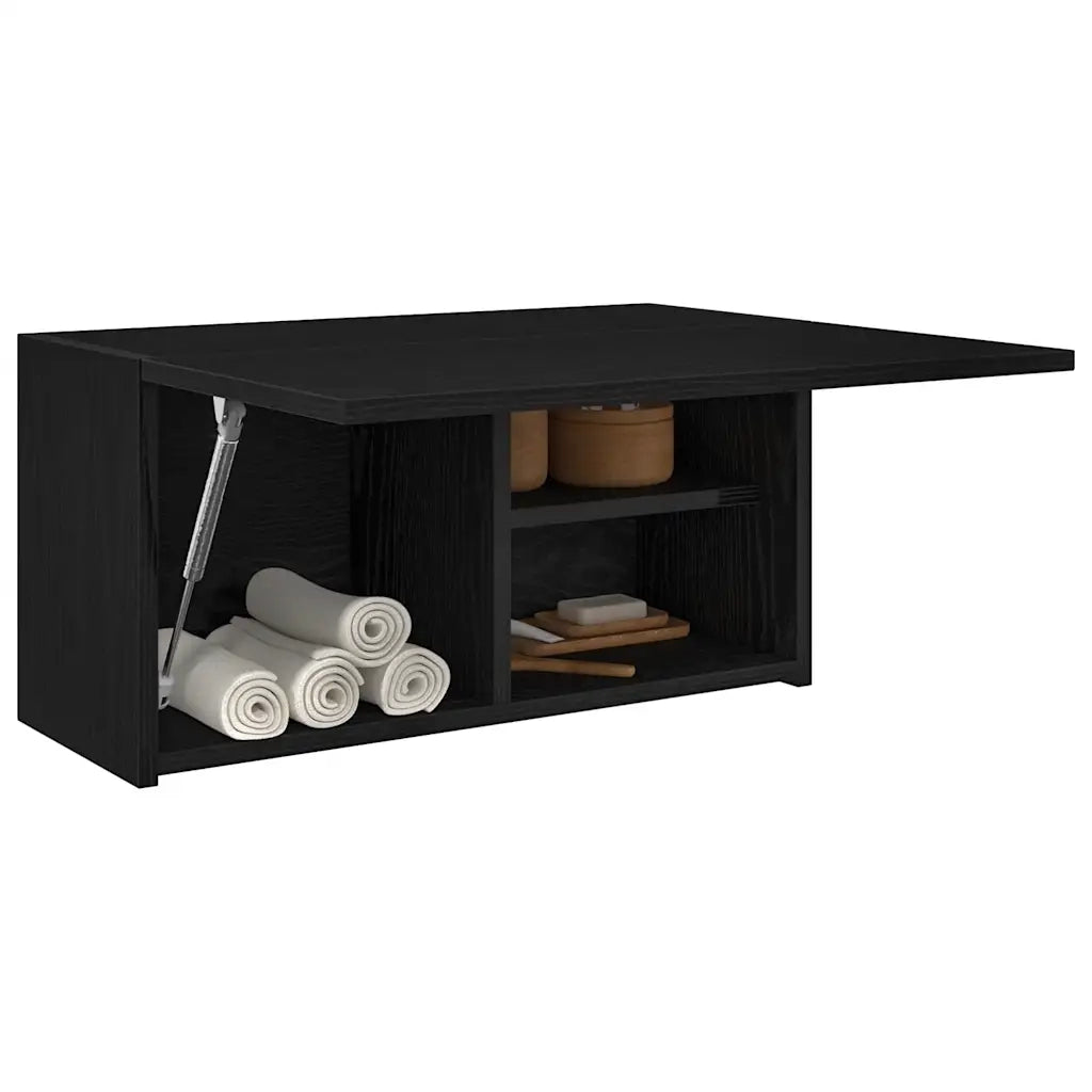 Mobile da Bagno a Parete Nero 60x25x30 cm in Legno Multistrato