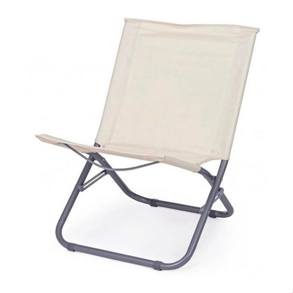 Trade Shop - Spiaggina In Tessuto Oxford Crema Pieghevole Sedia Da Mare Campeggio Portatile 281048 -