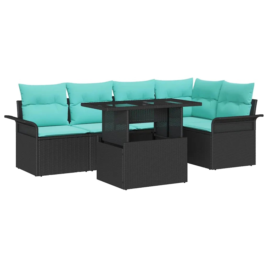 Set Divano da Giardino 6 pcs Nero Rattan in Polipropilene 3357029