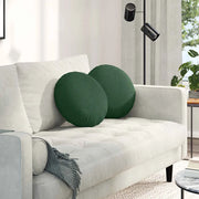 Cuscini per Seduta 2 pcs Verde Scuro Ø 40 cm Tessuto in Cords