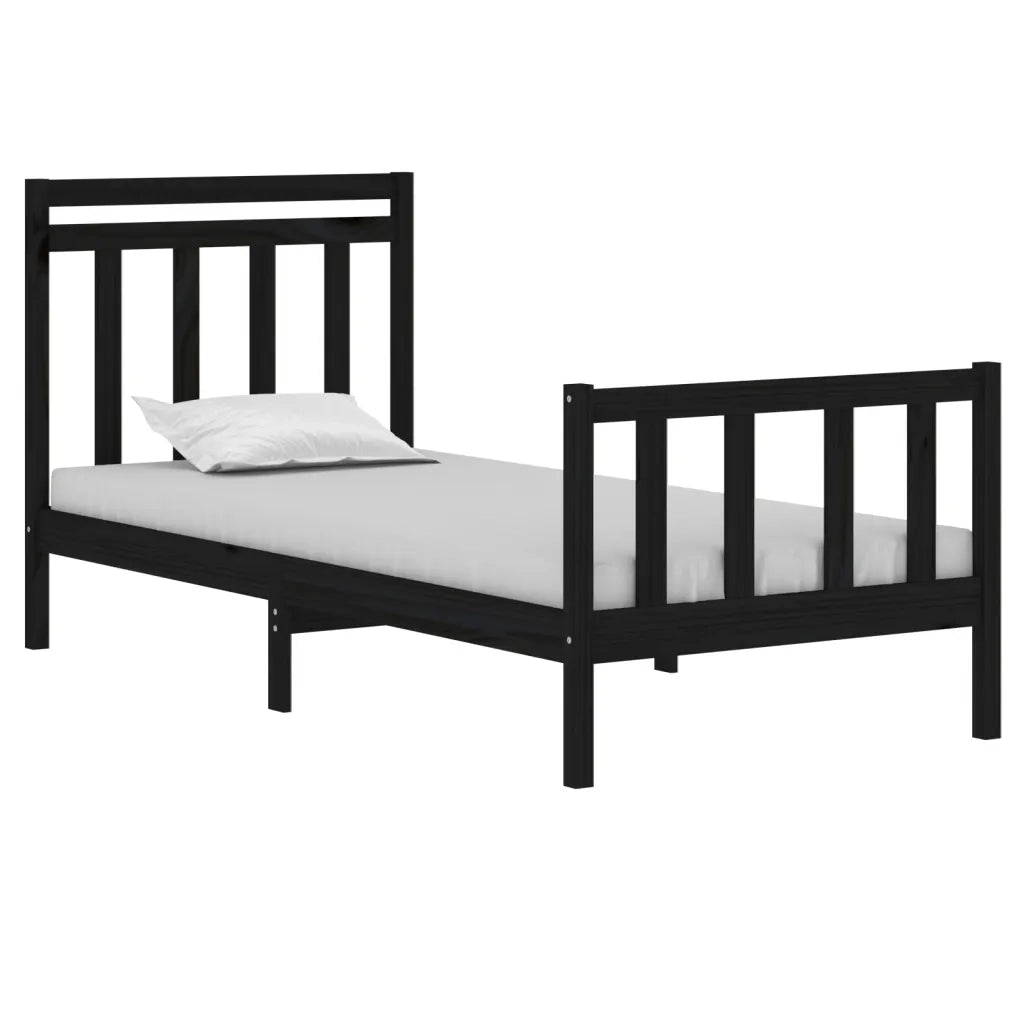 Giroletto in Legno Massello Nero 75x190 cm Small Single 3105344