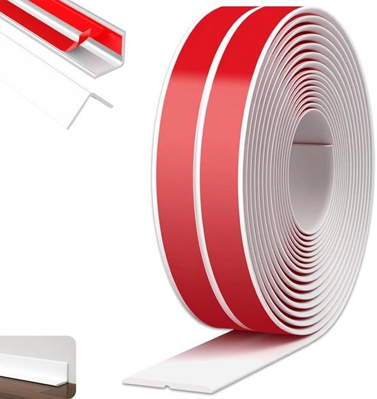 Randbeschermer Selfadesivo Bianco, 4 cm x 9 m Plint Flessibile Morbido, Protezione per Denti delle Porte, Rotolo Idrorepellente, Facile da Tagliare - Ideale per Porte, Finestre, Muri, Cucine, Pavimenti