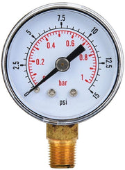 Drukmeter 1/8 pollici BSPT - Misura 0-15 psi/0-1 bar - Cassetta in metallo - Misura della pressione precisa - Nuovo di zecca - Dimensioni compatte 6x4x2,5 cm