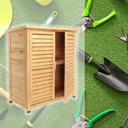 Armadio basso da giardino 2 ante 870x465x916 mm In legno di abete rosso Capanno degli attrezzi