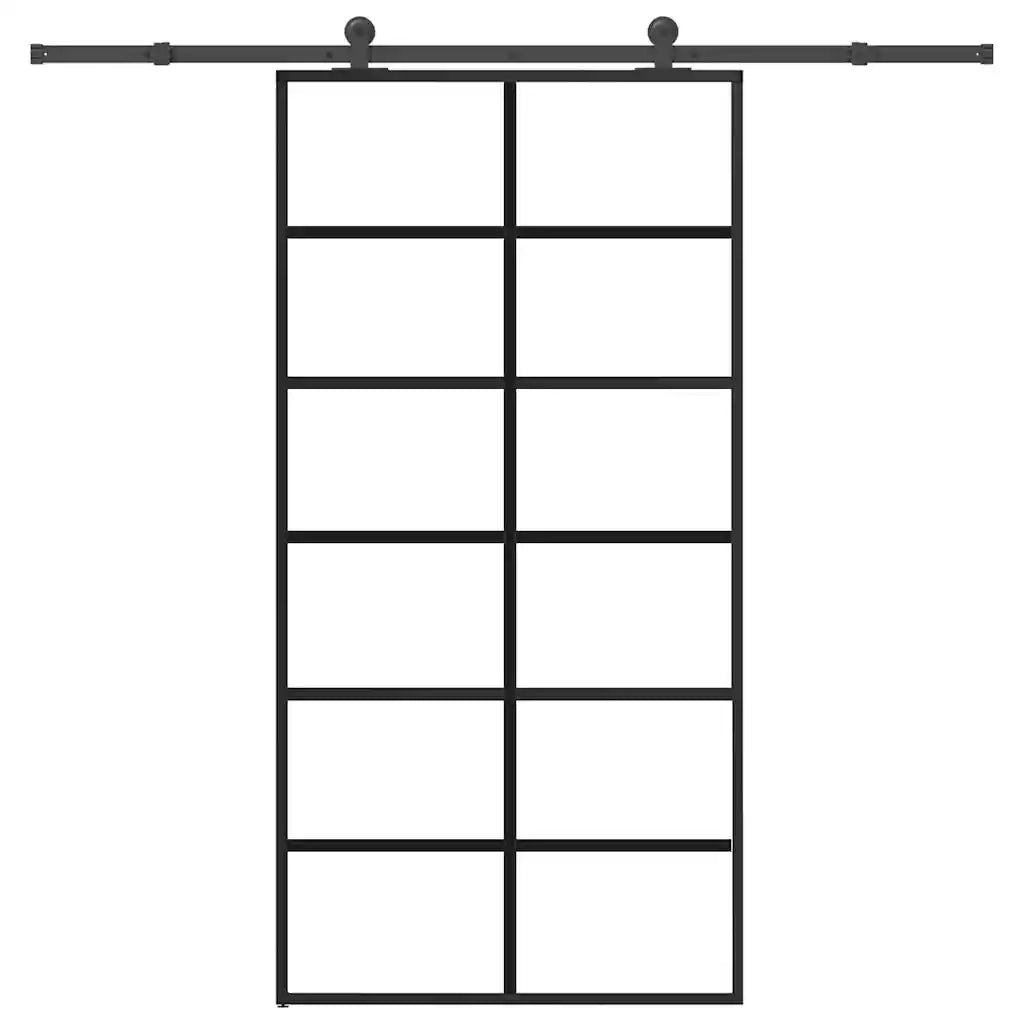 Porta Scorrevole con Ferramenta 102x205 cm Vetro ESG Alluminio