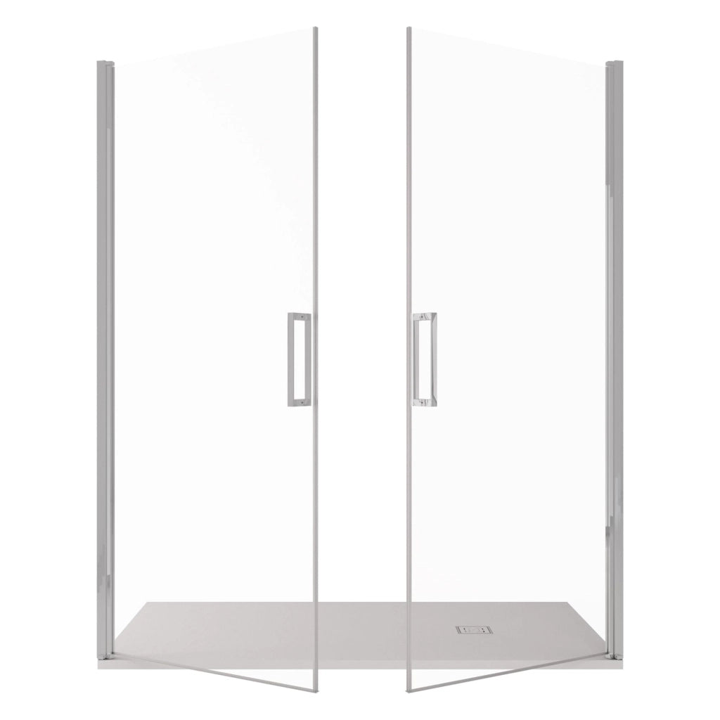Porta Parete Doccia 140 cm 2 Ante Battenti in Cristallo Trasparente 6mm H195 Bonussi Alexia