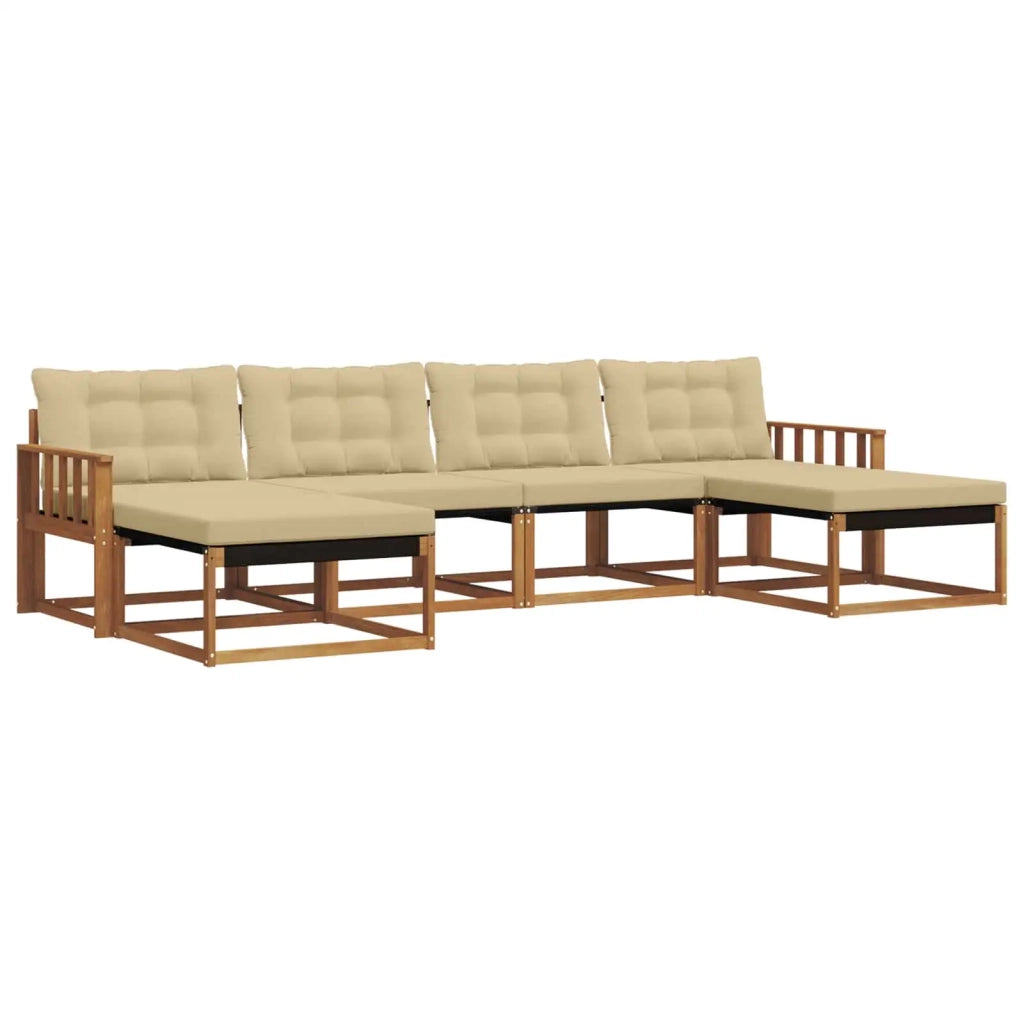 Set di divani da esterno con cuscino 6 pcs Naturale e Beige 3369720