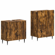 Set di Armadi da Bagno da 2 Pezzi ZWOLLE Rovere Fumo 3417599