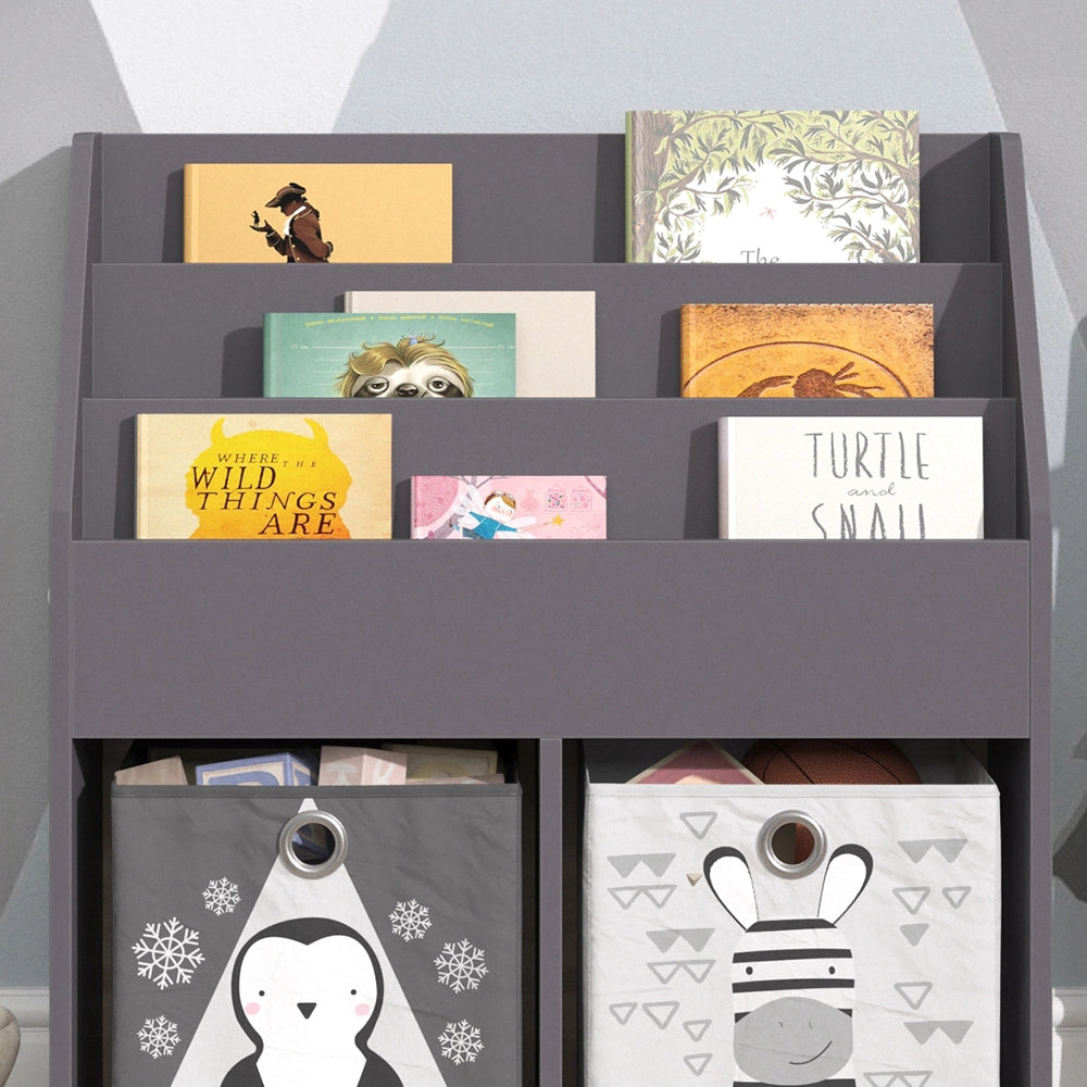Vicco Libreria bambini Grigio 30.7 x 79 cm con 2 scatole pieghevoli opt.2