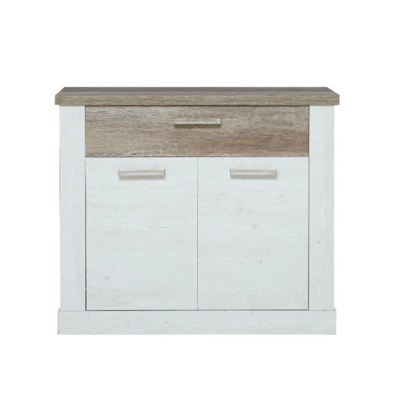 Madia Flux 2 ante e 1 cassetto in colore pino bianco e rovere antico