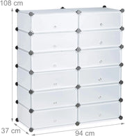 Scarpiera/mobile contenitore con 12 scomparti per 24 paia di scarpe trasparente 13_0001634