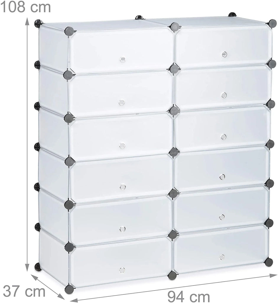 Scarpiera/mobile contenitore con 12 scomparti per 24 paia di scarpe trasparente 13_0001634