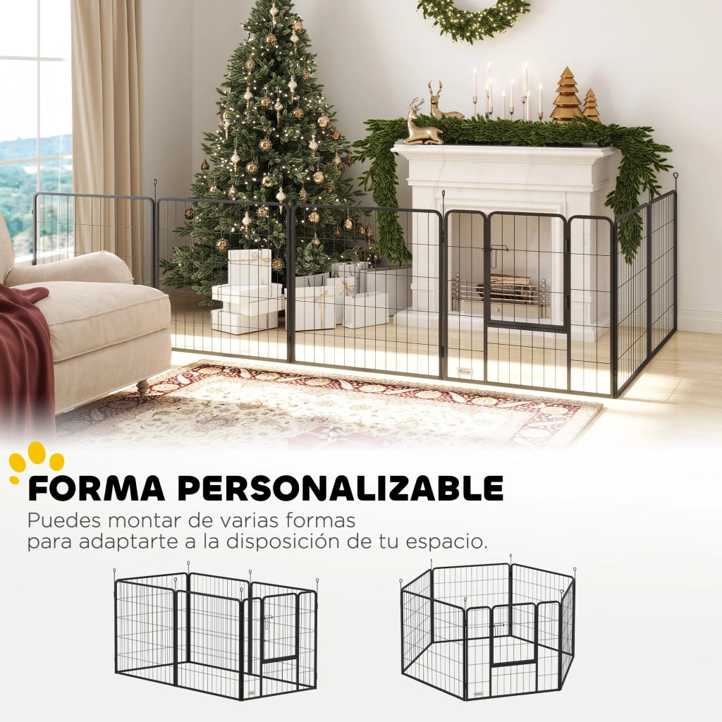Recinto per Cani a 6 Pannelli ¨C zephmum ¨C Nero 80 cm Altura