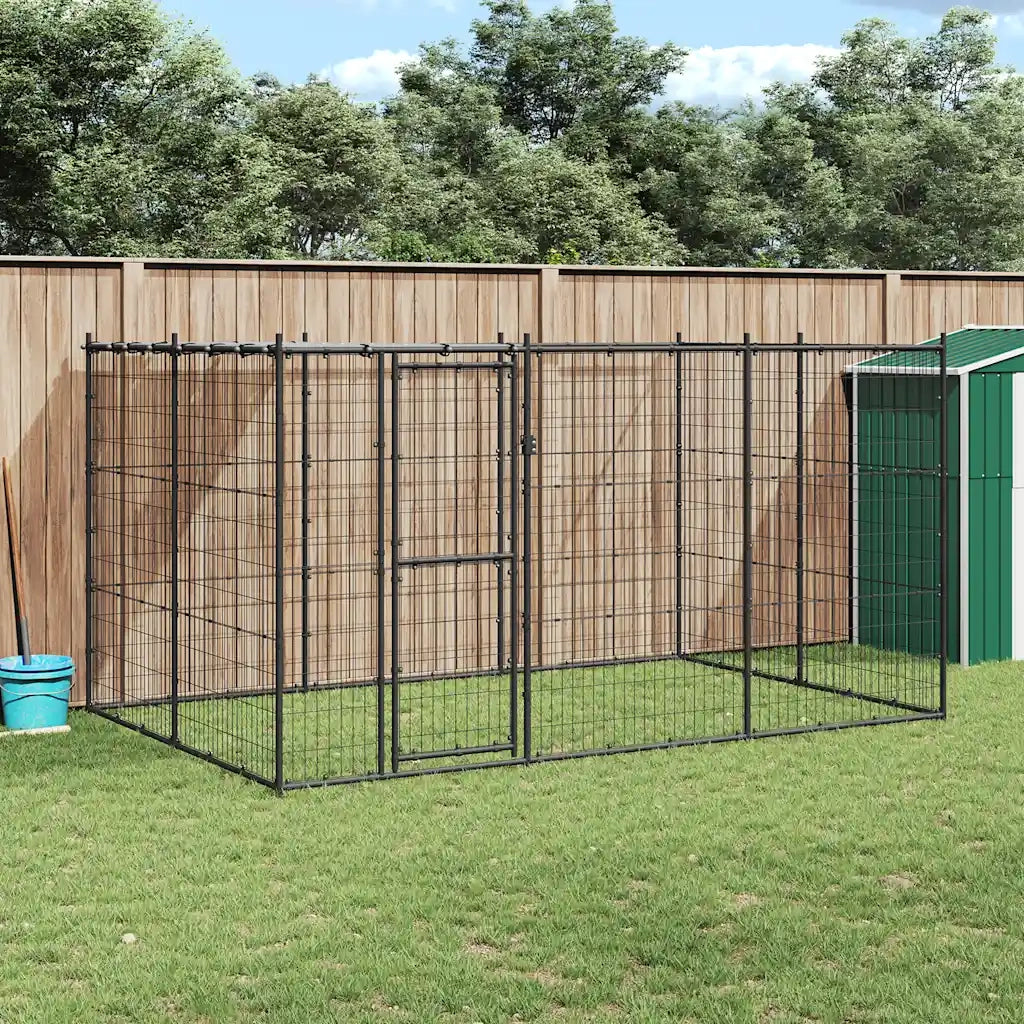 Gabbia per Cani da Esterno in Acciaio con Tetto 7,26 m² 3082293