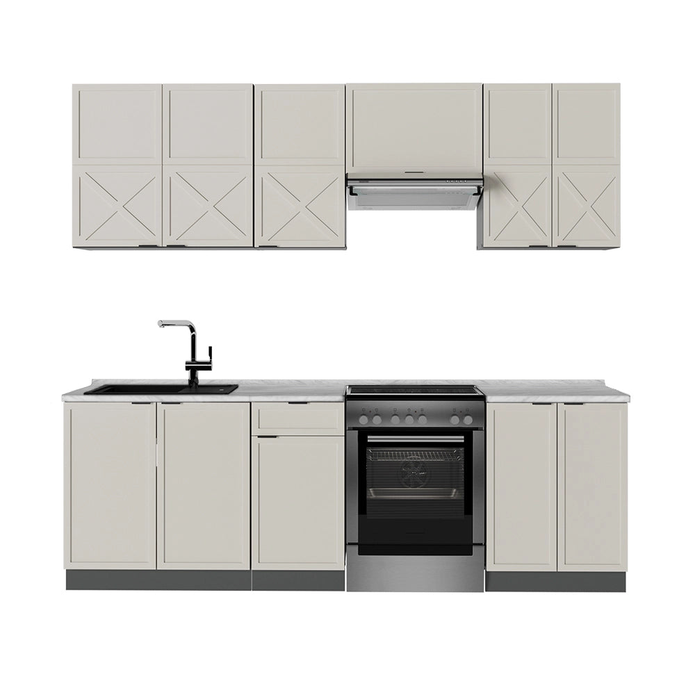 Cucina componibile Fame-Line GrigioBeige/Antracite 240 cm senza piano di lavoro Vicco
