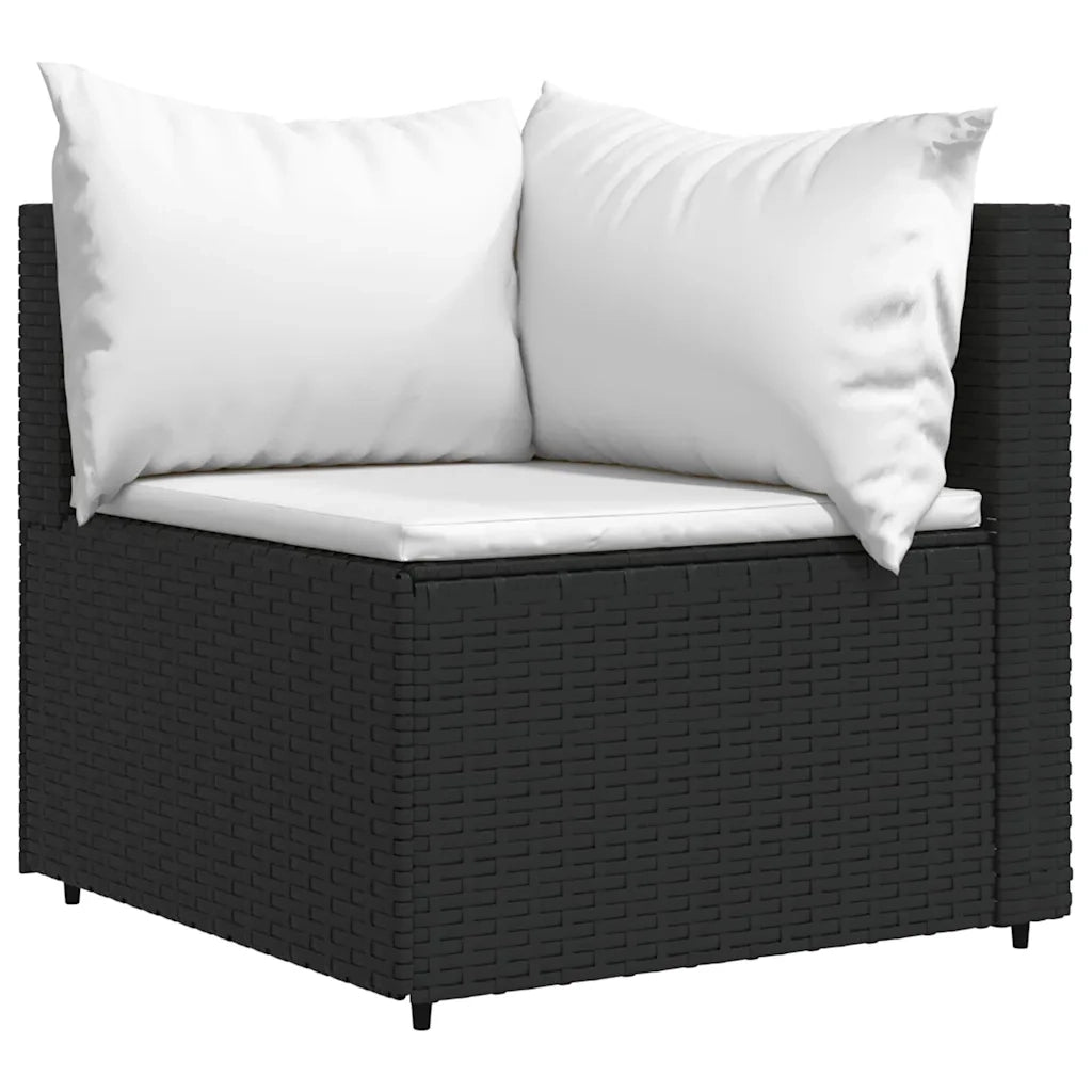 Set Divani da Giardino 4 pz con Cuscini Nero in Polyrattan 319733