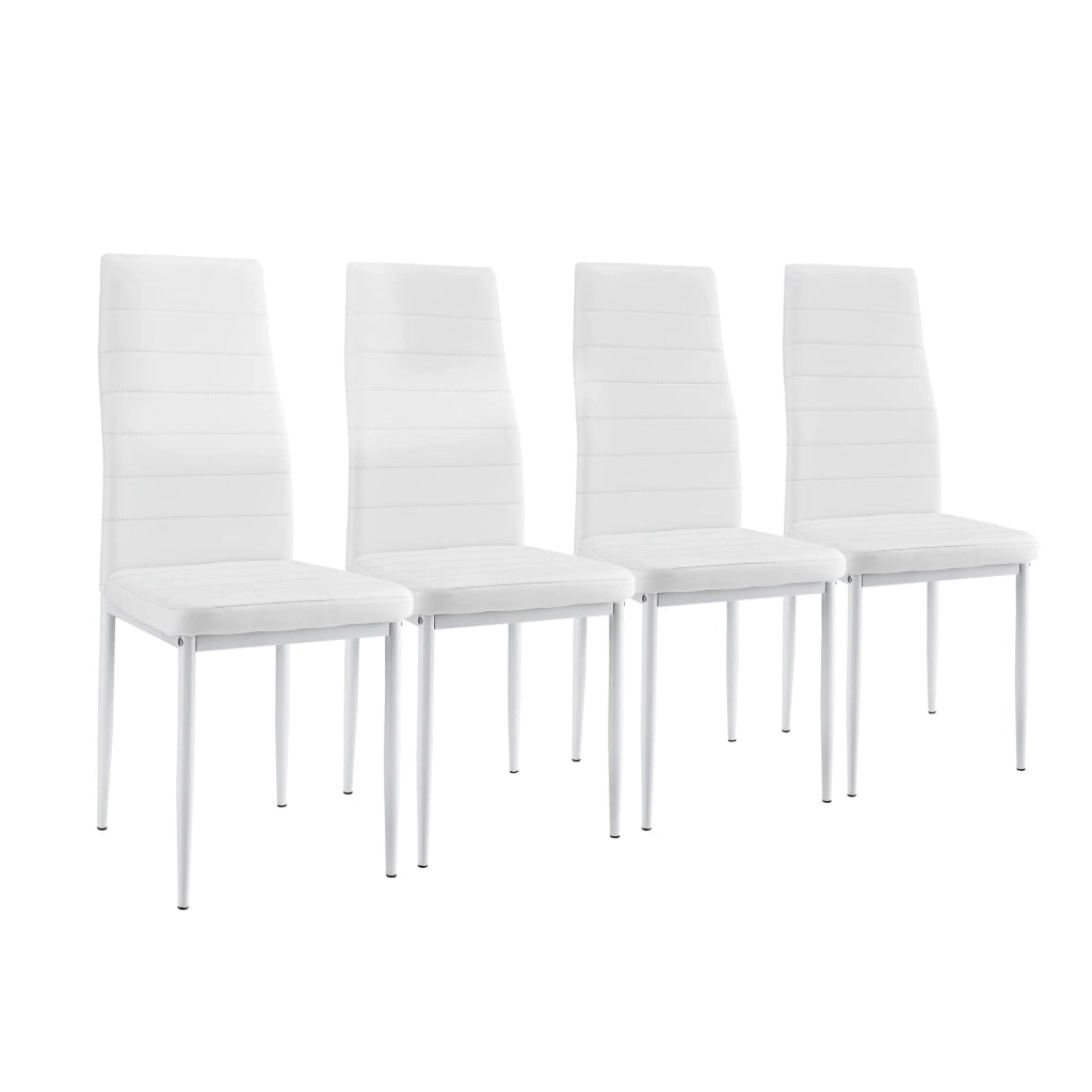 Cucina sala da pranzo tavolo da pranzo 120 cm con 4 sedie bianche rivestite bianche 03_0003980